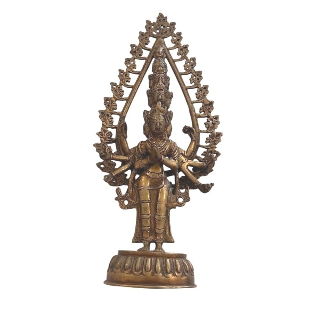 Eleven Headed Avalokiteshvara Bronze Statue 11-Armed Bodhisattva Buddhist Figure